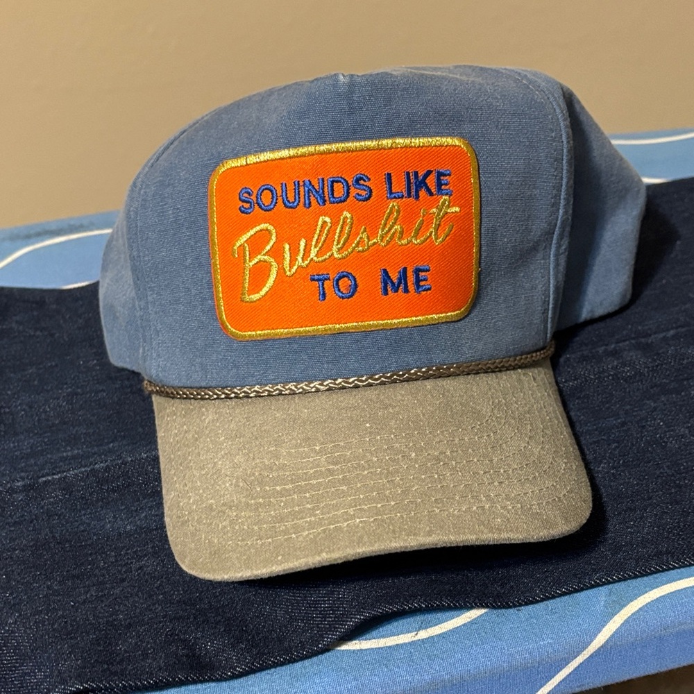 Stylish Blue and Tan Women's Cap with Bold Patch